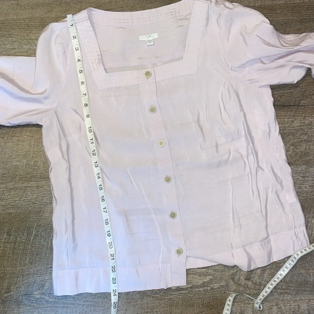 J. Jill Light Purple Square Neckline 3/4 Sleeve Button Front Blouse Size MP - Picture 13 of 14